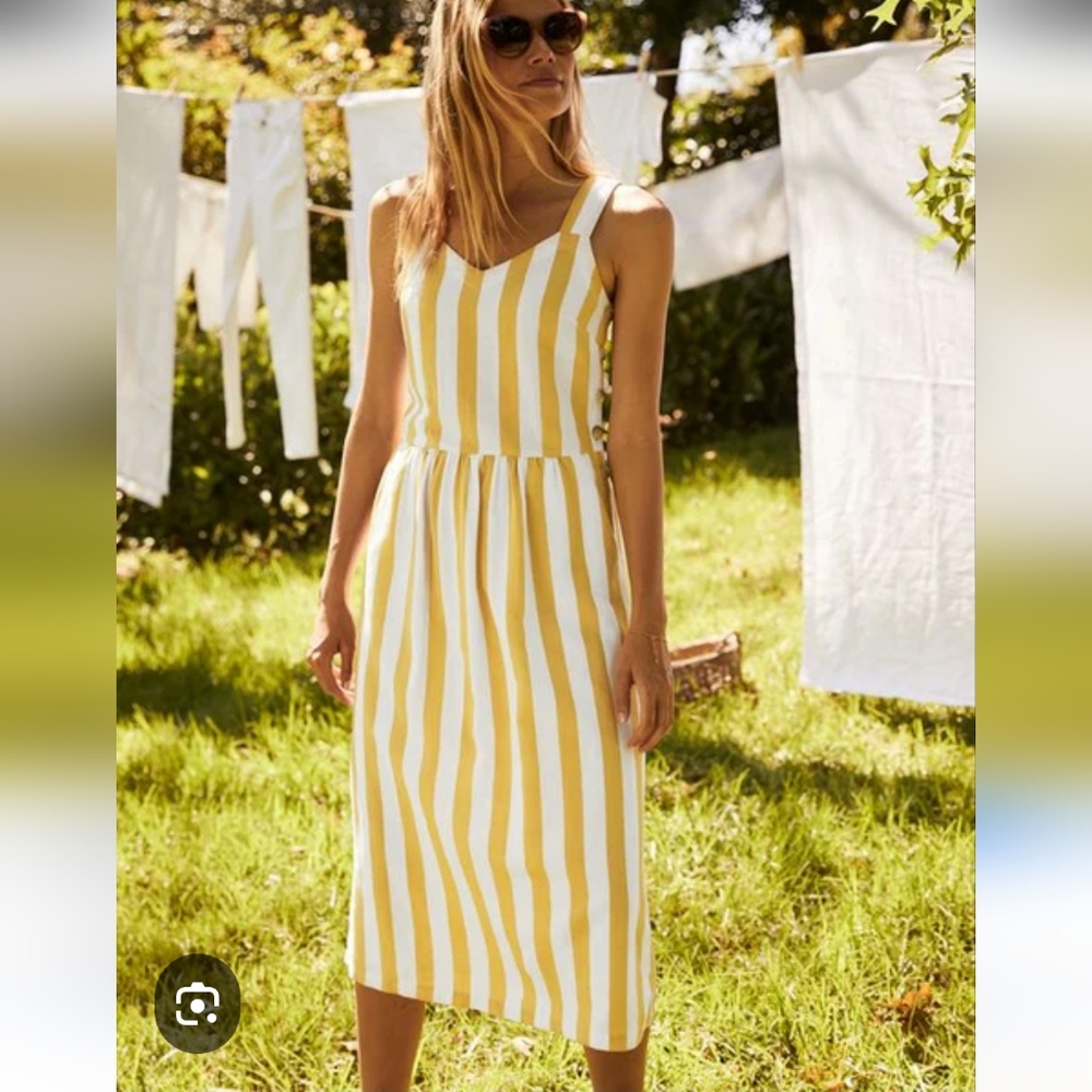 Joules " Macey" Yellow and White Striped Sundress Size 6
